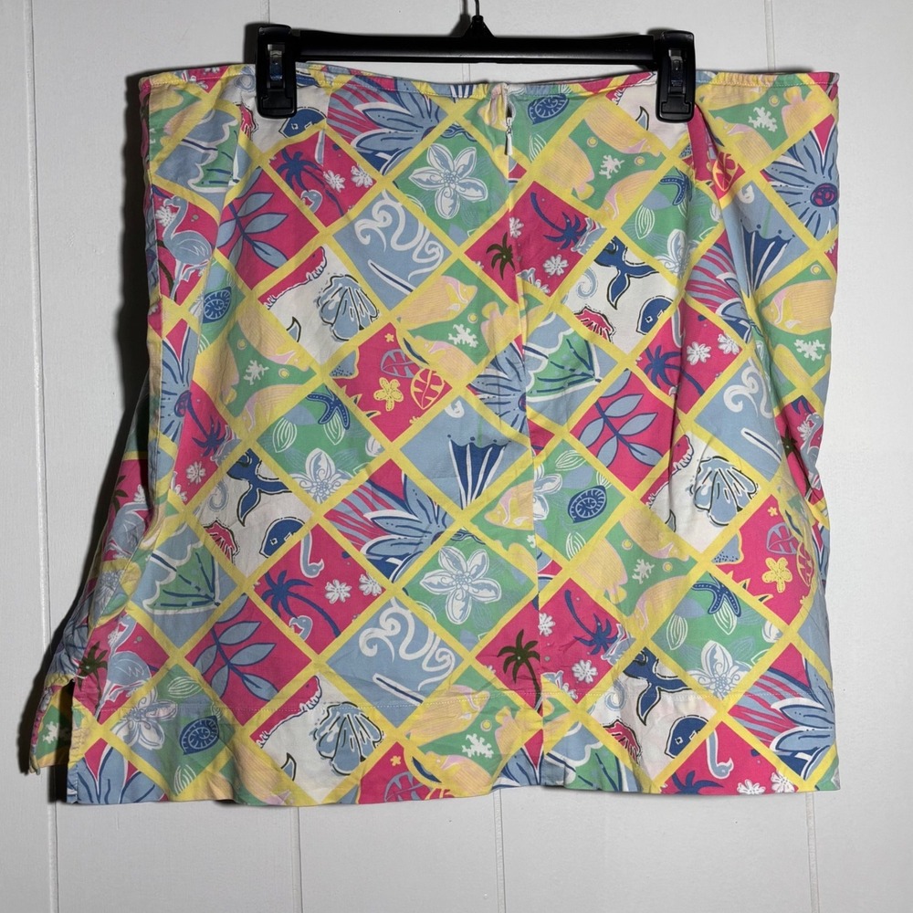 Y2K VTG Tropical Patchwork Skort Multi Color Cotton Tropical Vacation Resort - Picture 2 of 12